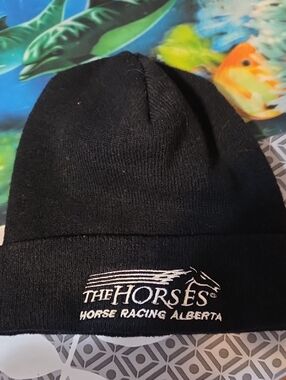 The Horse Black Knit Beanie with White Embroidered Logo